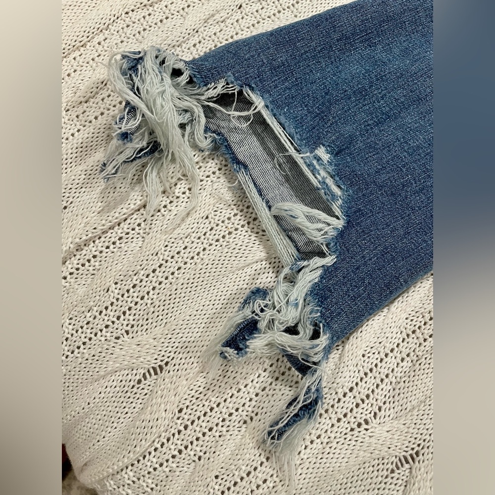 7 For All Mankind Frayed Hem Flare Jeans 24 Blue - Picture 4 of 9